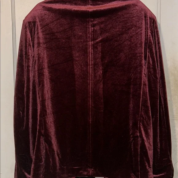 Elegant Burgundy Velvet Blazer with Black Lapel and pants - Picture 5 of 15